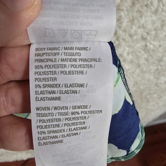 Susan Graver Top Women Large Tunic Blue Liquid Knit 3/4 Sleeve Flowers Career‎ - Picture 6 of 11